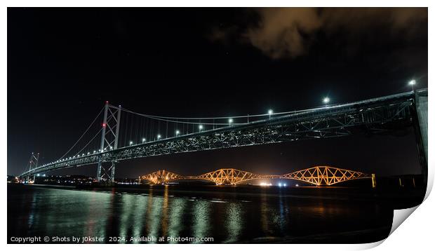 Forth Road and Rail Bridges Print by Shots by j0kster 