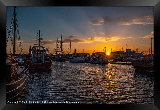 Hartlepool Dock Sunset Framed Print by Shots by j0kster 