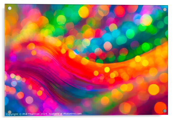 Abstract and colorful rainbow pattern of iridescent organic shap Acrylic by Phill Thornton