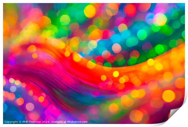 Abstract and colorful rainbow pattern of iridescent organic shap Print by Phill Thornton