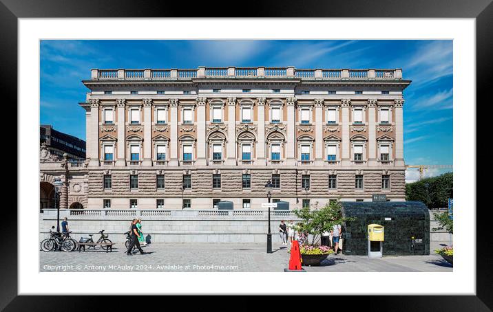 Stockholms Parliament Building Side View Framed Mounted Print by Antony McAulay