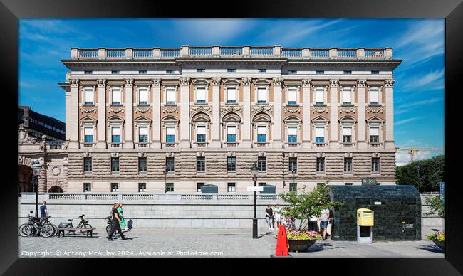 Stockholms Parliament Building Side View Framed Print by Antony McAulay