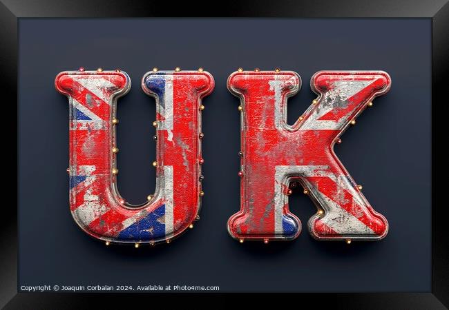 A stunning photo showcasing the letter UK painted with the vibrant colors of the British flag. Framed Print by Joaquin Corbalan
