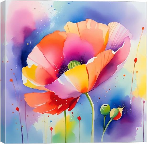 Colourful Poppy image Canvas Print by Anne Macdonald
