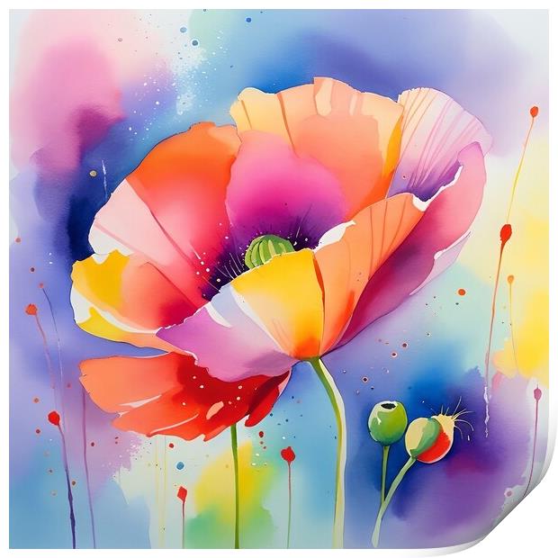 Colourful Poppy image Print by Anne Macdonald