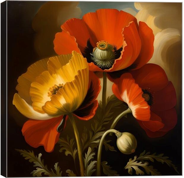 Red and Yellow Poppies Canvas Print by Anne Macdonald