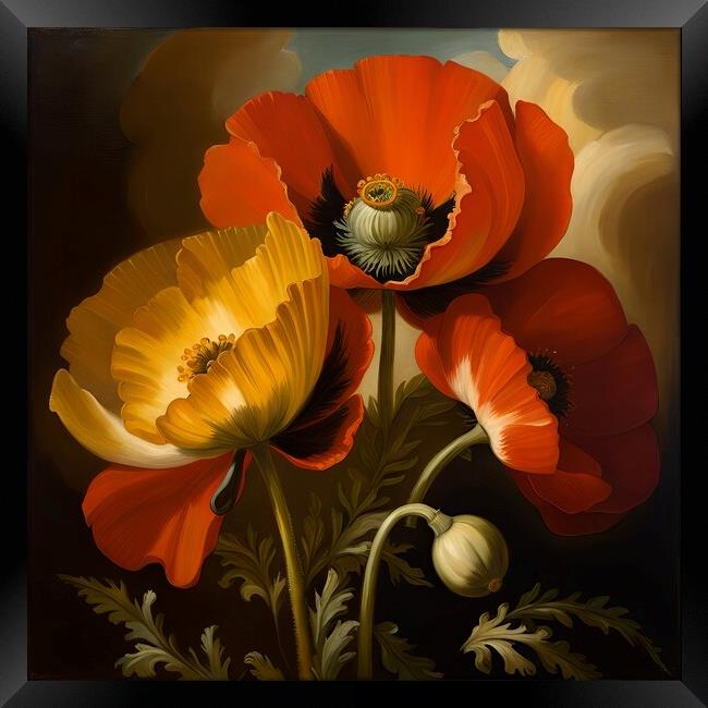 Red and Yellow Poppies Framed Print by Anne Macdonald