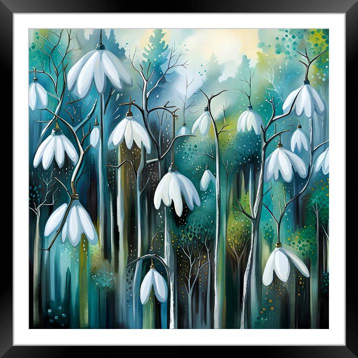 Abstract Snowdrop Image Framed Mounted Print by Anne Macdonald