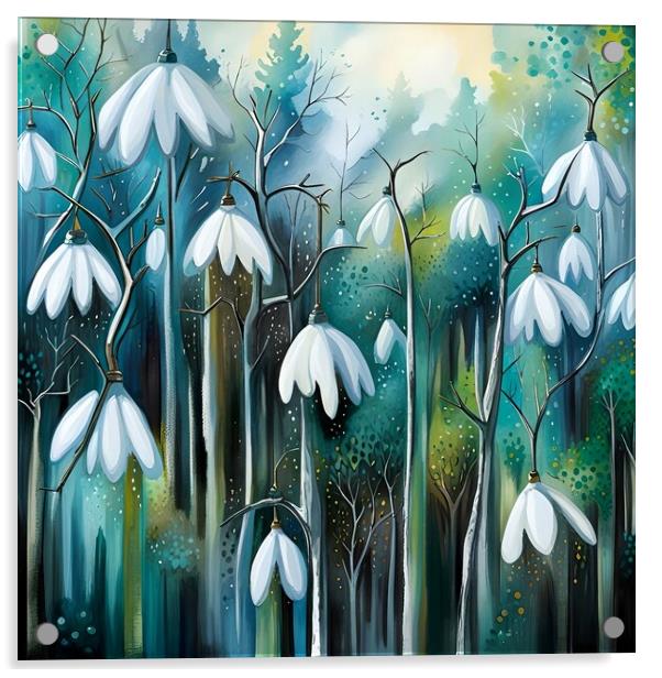 Abstract Snowdrop Image Acrylic by Anne Macdonald
