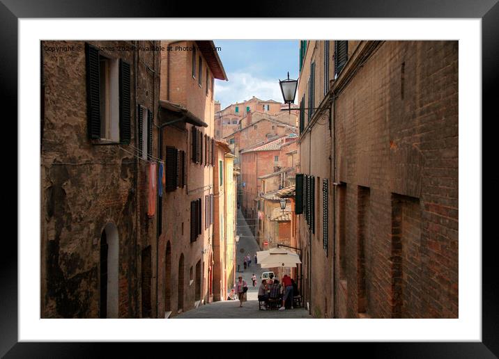 Sunny September Siena Side Street Framed Mounted Print by Jim Jones