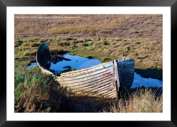 The Old Boat at Blakeney Point Framed Mounted Print by Justin Lowe