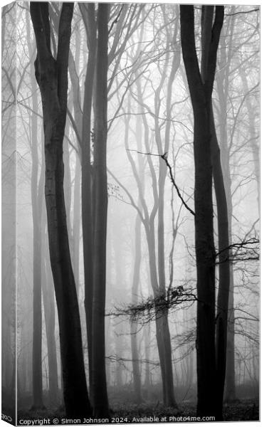 woodland mist Canvas Print by Simon Johnson