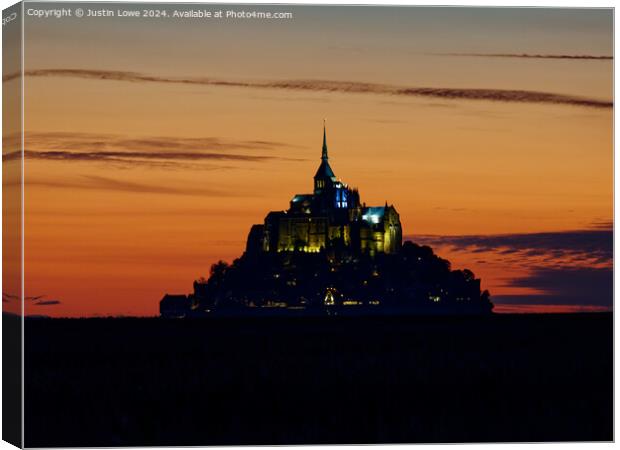 Mont Saint Michel at Sunset Canvas Print by Justin Lowe