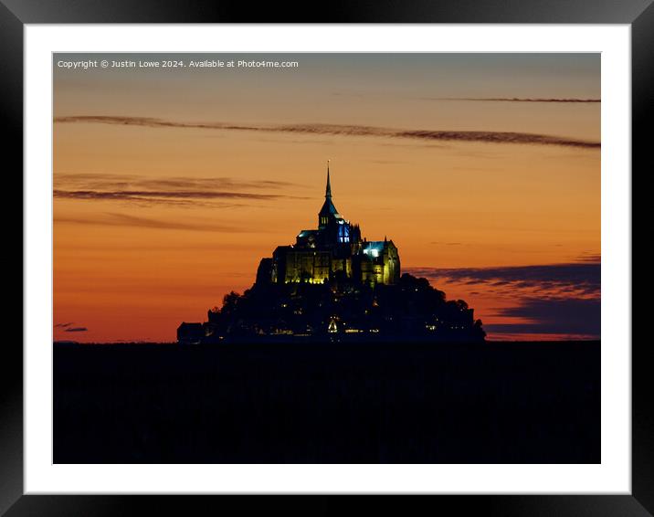 Mont Saint Michel at Sunset Framed Mounted Print by Justin Lowe
