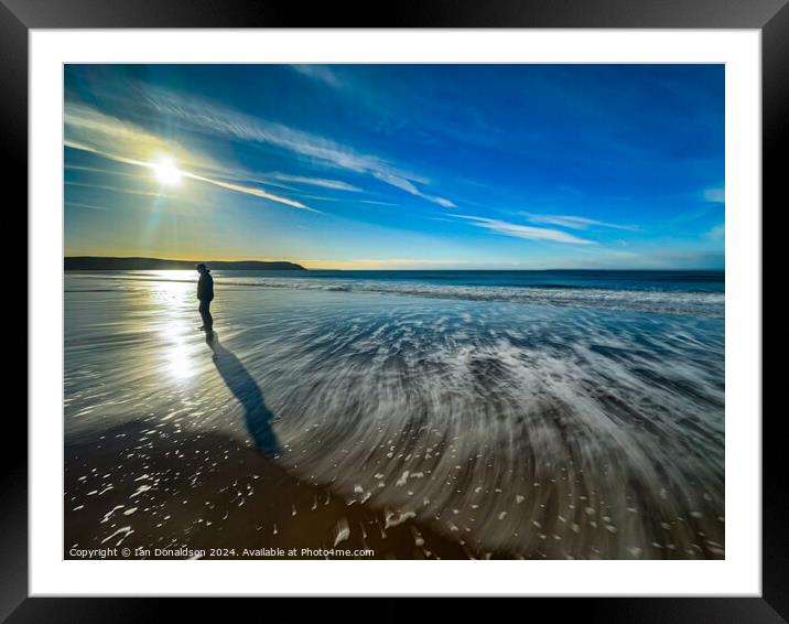 A Solo Walker on Woolacombe Beach. Framed Mounted Print by Ian Donaldson