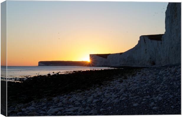 Sunset Beach Birling Gap Canvas Print by Justin Lowe