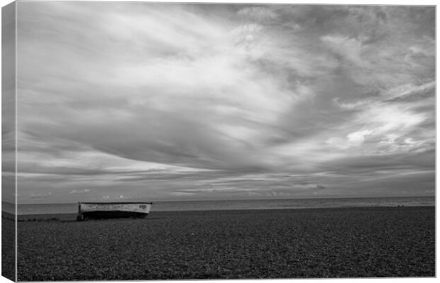 fishing boat on the pebble beach at Aldeburgh Canvas Print by Justin Lowe
