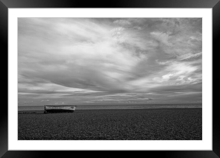 fishing boat on the pebble beach at Aldeburgh Framed Mounted Print by Justin Lowe