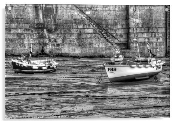 Newquay Fishing Boats Acrylic by David Pyatt