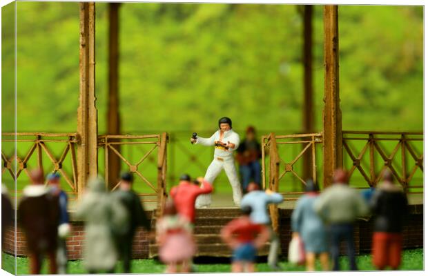 Elvis At The Bandstand Canvas Print by Steve Purnell