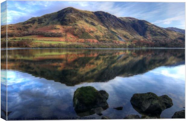 Buttermere reflections Canvas Print by David Thompson