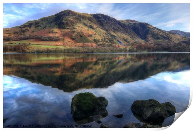 Buttermere reflections Print by David Thompson