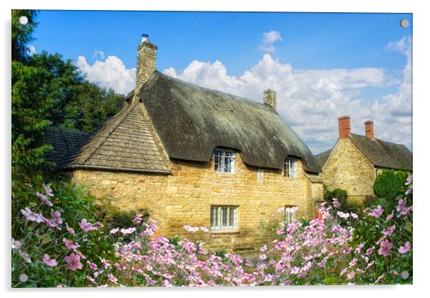 English Thatched Cottage Acrylic by Alison Chambers