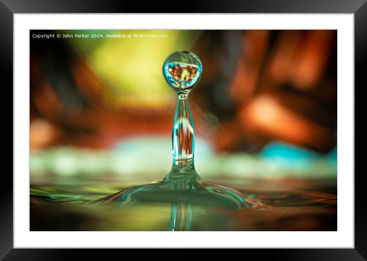 Water Droplet Framed Mounted Print by John Parker