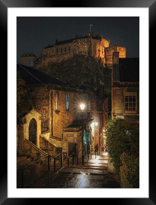 Edinburgh Castle at Night  Framed Mounted Print by Anthony McGeever