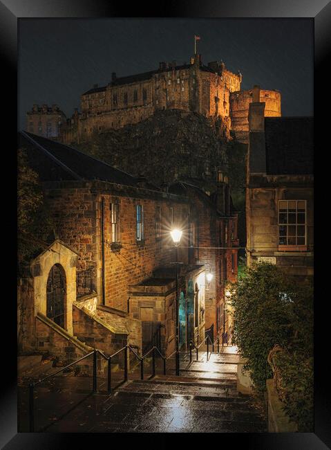 Edinburgh Castle at Night  Framed Print by Anthony McGeever