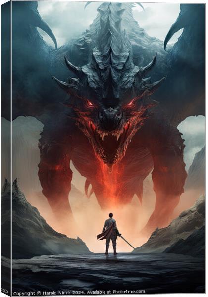 Dragon Slayer Canvas Print by Harold Ninek