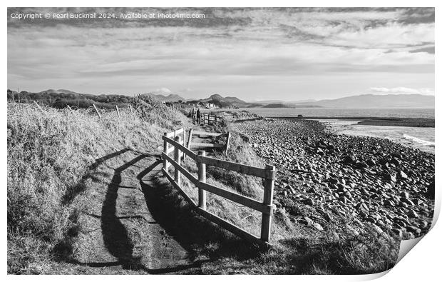 Wales Coastal Path Llyn Peninsula black and white Print by Pearl Bucknall