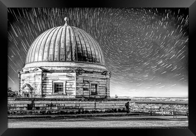 City Observatory Star Trail Edinburgh  Framed Print by Alison Chambers