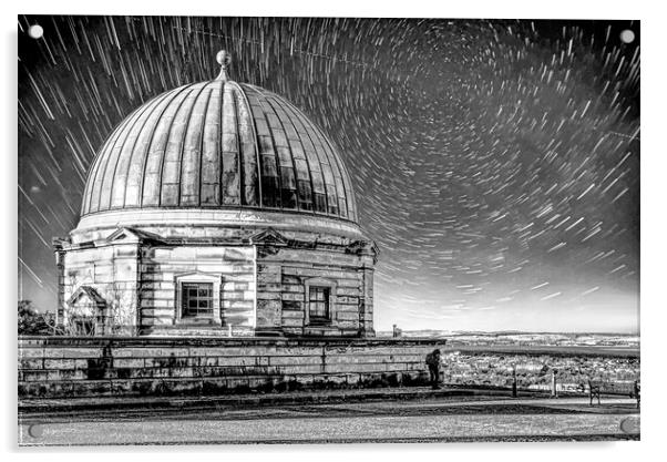 City Observatory Star Trail Edinburgh  Acrylic by Alison Chambers
