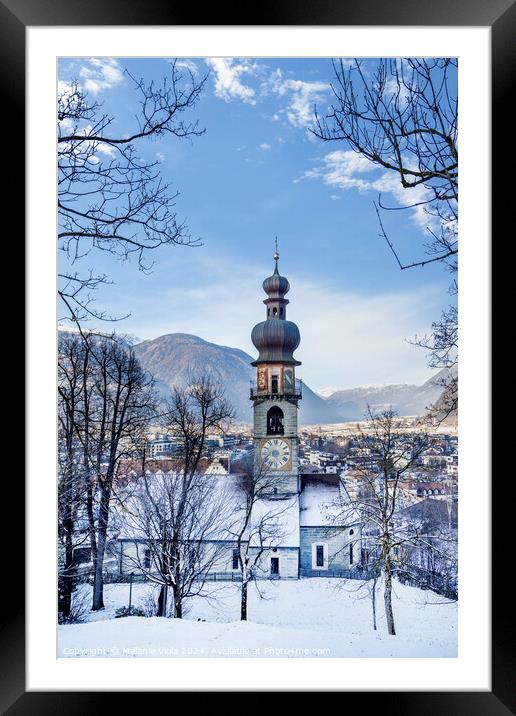 Winter impression from Bruneck with St. Katherine’s Church Framed Mounted Print by Melanie Viola