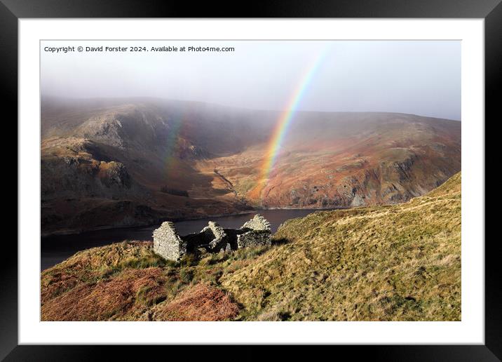 Haweswater Rainbow, Lake District, Cumbria, UK Framed Mounted Print by David Forster