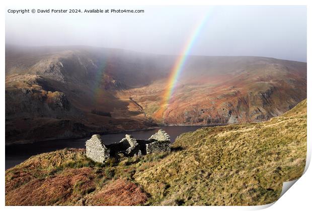 Haweswater Rainbow, Lake District, Cumbria, UK Print by David Forster