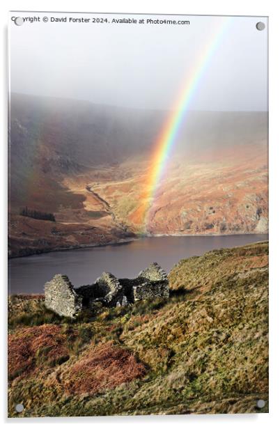 Rainbow Arching over Haweswater, Lake District, Cumbria, UK  Acrylic by David Forster