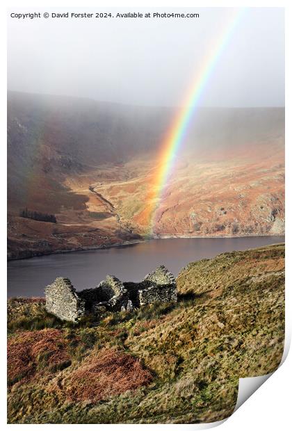 Rainbow Arching over Haweswater, Lake District, Cumbria, UK  Print by David Forster