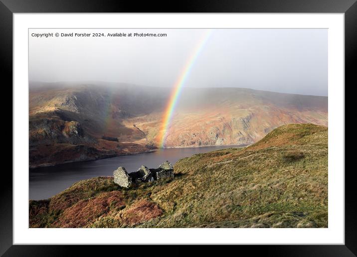 Rainbow Arching over Haweswater, Lakes District, Cumbria, UK Framed Mounted Print by David Forster
