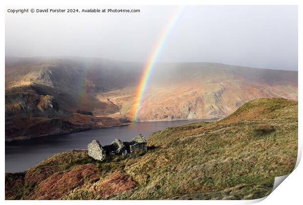 Rainbow Arching over Haweswater, Lakes District, Cumbria, UK Print by David Forster
