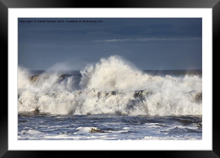 Stormy seas in the wake of Storm Henk, Seaham, Cou Framed Mounted Print by David Forster