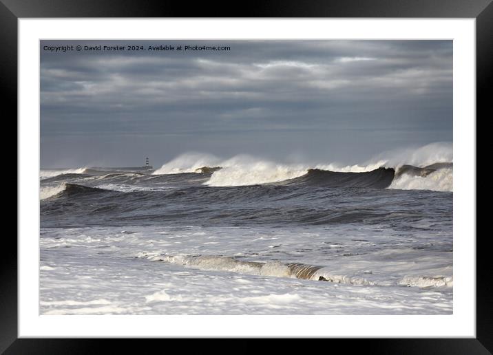 Stormy Seas, Seaham, County Durham, UK Framed Mounted Print by David Forster