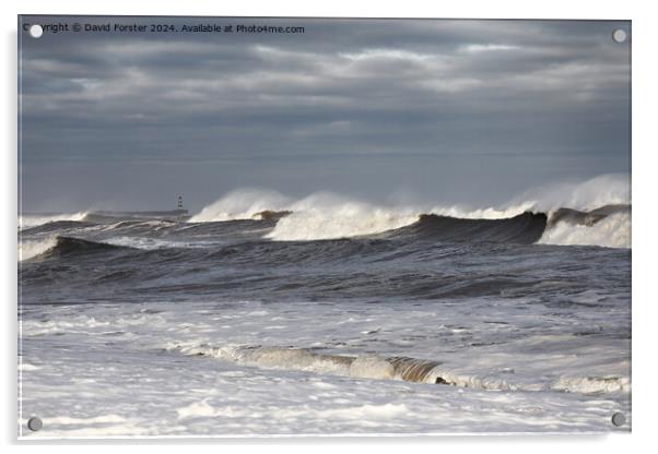 Stormy Seas, Seaham, County Durham, UK Acrylic by David Forster