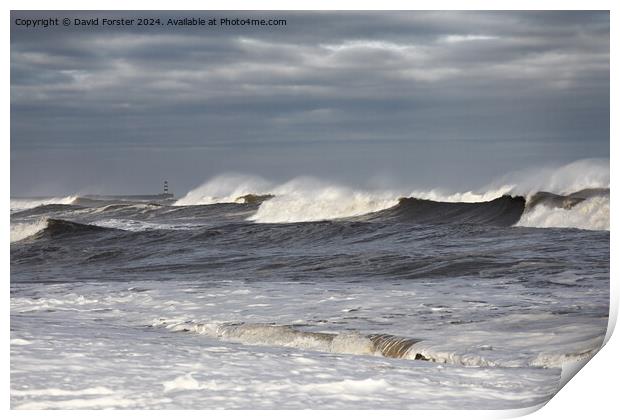 Stormy Seas, Seaham, County Durham, UK Print by David Forster