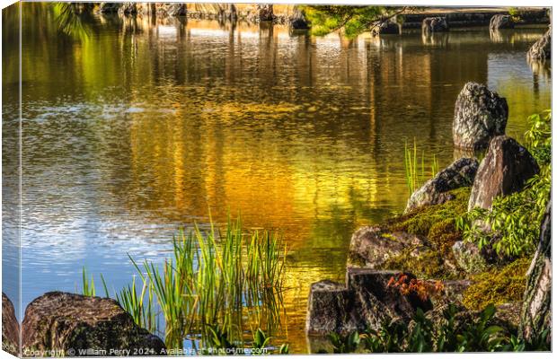 Fall Leaves Kinkaku-Ji Golden Pavilion Buddhist Temple Kyoto Jap Canvas Print by William Perry