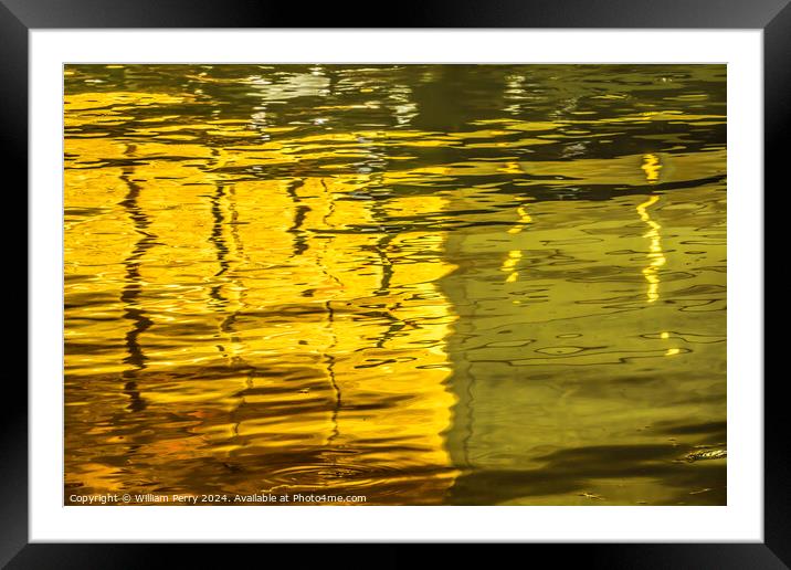 Water Reflection Garden Kinkaku-Ji Golden Pavilion Temple Kyoto  Framed Mounted Print by William Perry