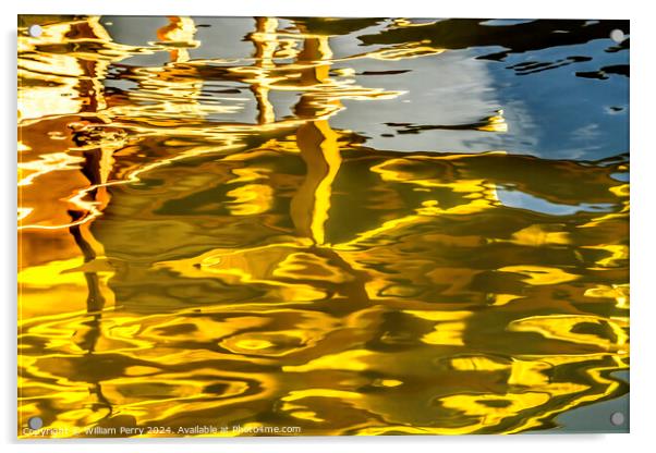 Water Reflection Abstract Garden Kinkaku-Ji Golden Pavilion Temp Acrylic by William Perry