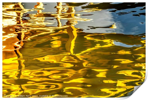 Water Reflection Abstract Garden Kinkaku-Ji Golden Pavilion Temp Print by William Perry