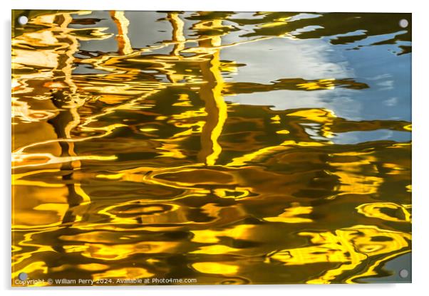 Water Reflection Abstract Garden Kinkaku-Ji Kyoto Japan Acrylic by William Perry